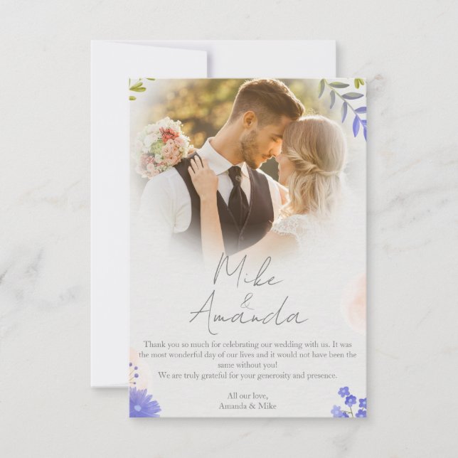Tarjetas de agradecimiento de boda personalizadas (Anverso)