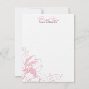 Tarjetas de agradecimiento de boda planas con flor