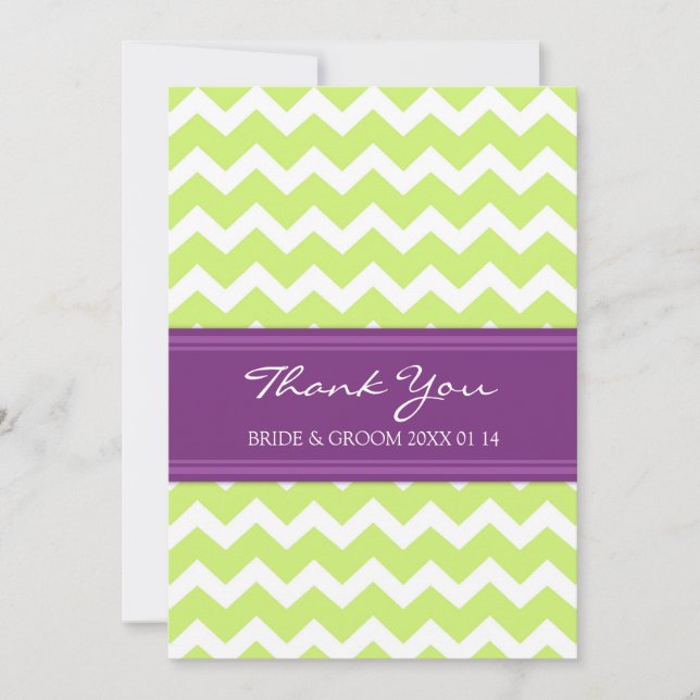 Tarjetas de agradecimiento de boda Plum Lime Chevr (Anverso)