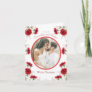 Tarjetas de agradecimiento de boda romántica con r