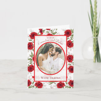 Tarjetas de agradecimiento de boda romántica con r