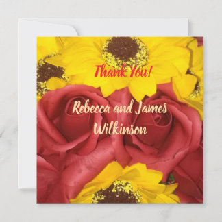 Tarjetas de agradecimiento de boda rosas rojas fot