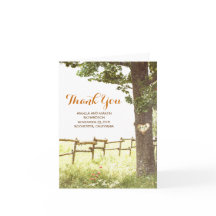 tarjetas de agradecimiento de boda rústica de árbo