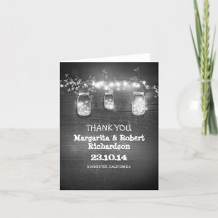 Tarjetas de agradecimiento de boda rústicas con lu