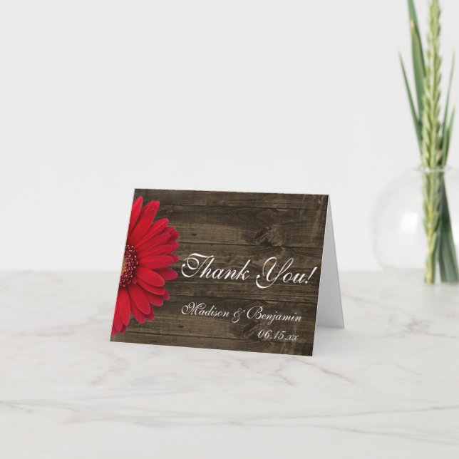 Tarjetas de agradecimiento de boda rústicas con ma (Anverso)