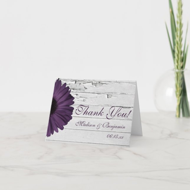 Tarjetas de agradecimiento de boda rústicas Daisy  (Anverso)