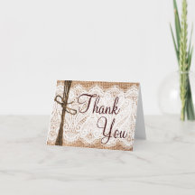 Tarjetas de agradecimiento de boda rústicas de arp