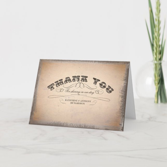 tarjetas de agradecimiento de boda tipográficas vi (Anverso)