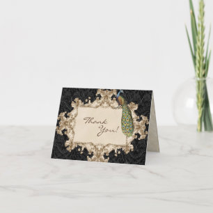 Tarjetas de agradecimiento de boda vintage con pav