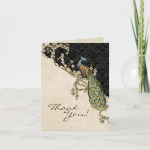 Tarjetas de agradecimiento de boda vintage con pav