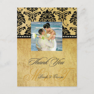 Tarjetas de agradecimiento de boda Vintage Damask,