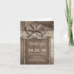 Tarjetas de agradecimiento de boda western herradu