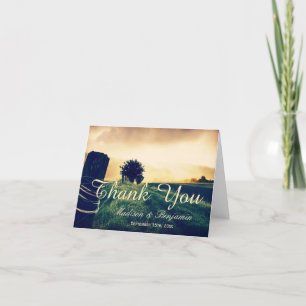 Tarjetas de agradecimiento de bodas con poste de c