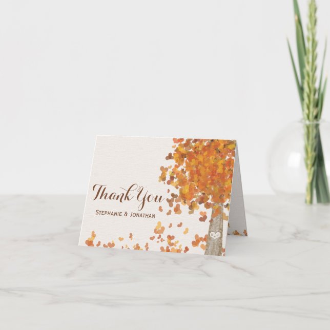 Tarjetas de agradecimiento de bodas de otoño con i (Anverso)