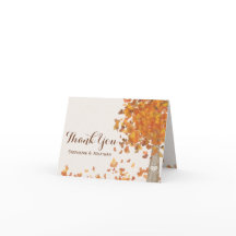 Tarjetas de agradecimiento de bodas de otoño con i