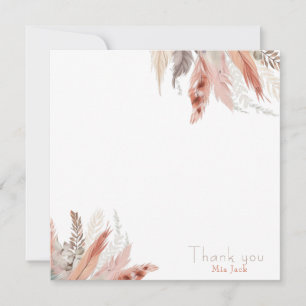 Tarjetas de agradecimiento de Boho pampas