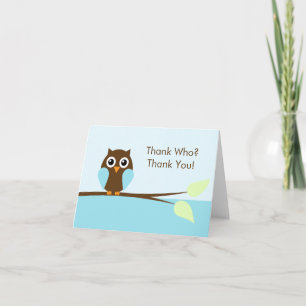 Tarjetas de agradecimiento de búho azul