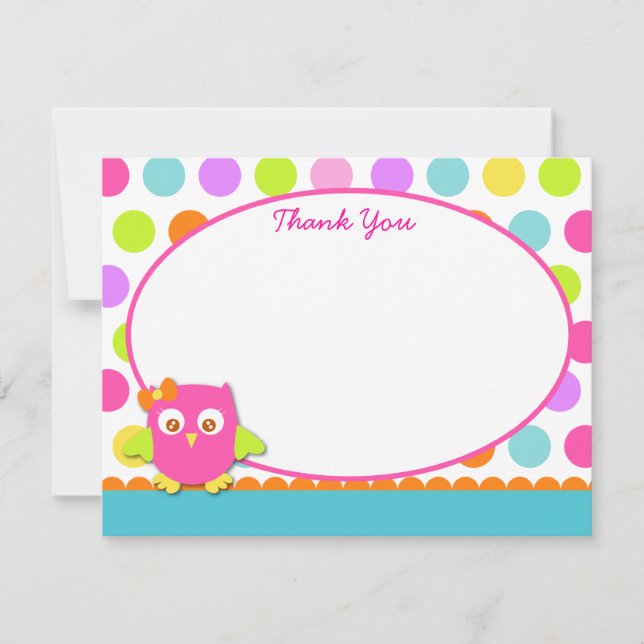 Tarjetas de agradecimiento de búho pequeño (Anverso)