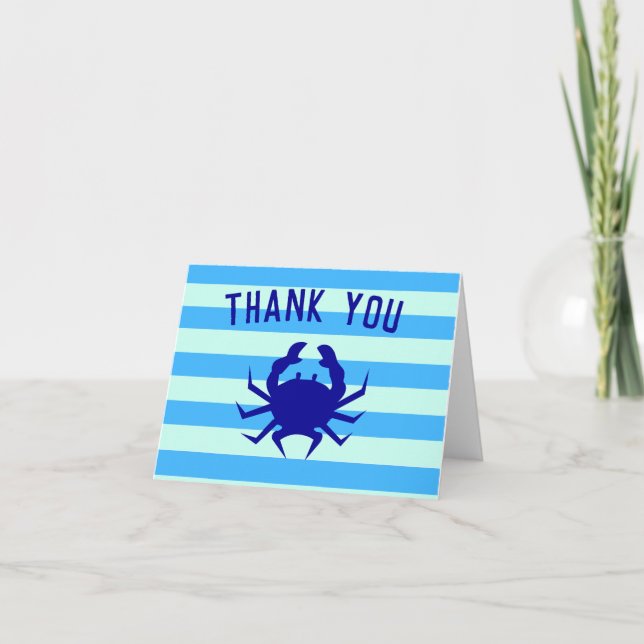 Tarjetas de agradecimiento de cangrejo azul náutic (Anverso)