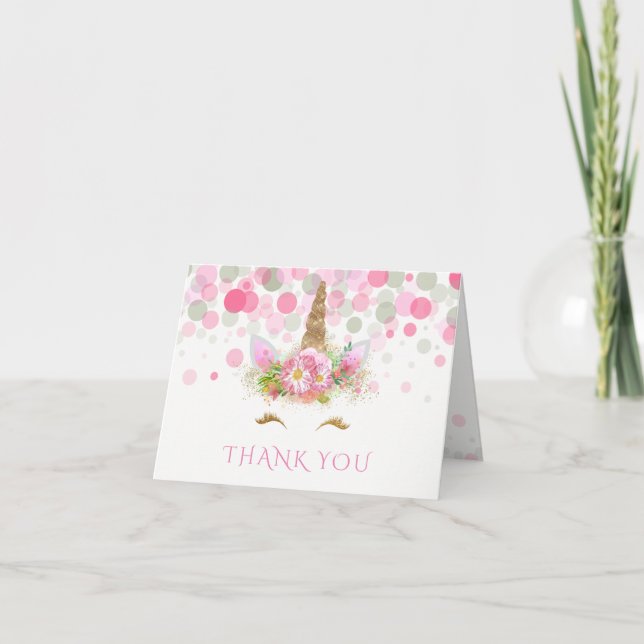Tarjetas de agradecimiento de cara de unicornio (Anverso)