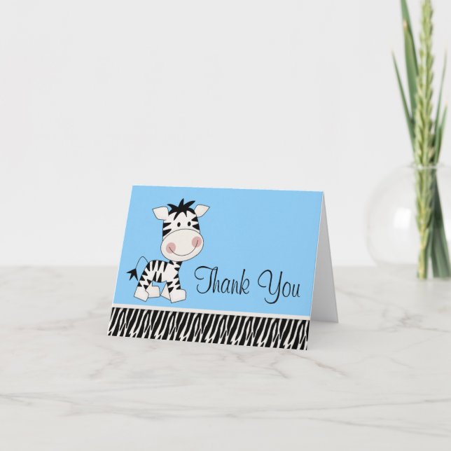 Tarjetas de agradecimiento de cebra azul adorable (Anverso)