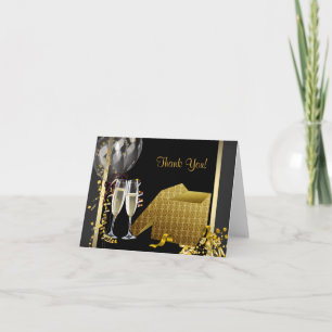 Tarjetas de agradecimiento de champán con confeti 