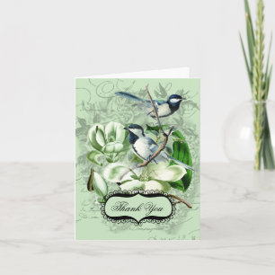 Tarjetas de agradecimiento de Chickadees y Magnoli