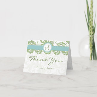 Tarjetas de agradecimiento de Clover y Aqua Damask