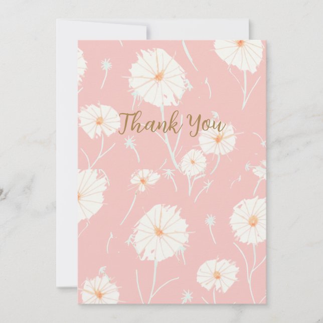 Tarjetas de agradecimiento de color rosa Dandelion (Anverso)