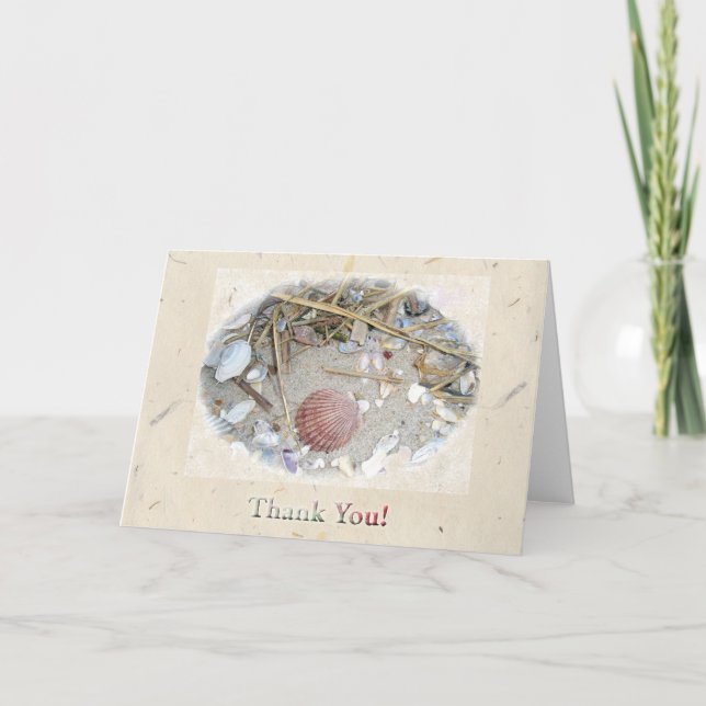 Tarjetas de agradecimiento de conchas en la playa (Anverso)
