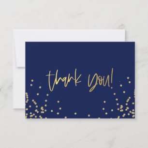 Tarjetas de agradecimiento de confeti azul marino
