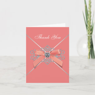 Tarjetas de agradecimiento de Coral White Diamonds