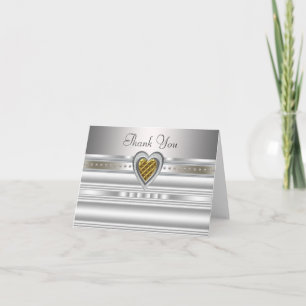 Tarjetas de agradecimiento de corazón de oro plate