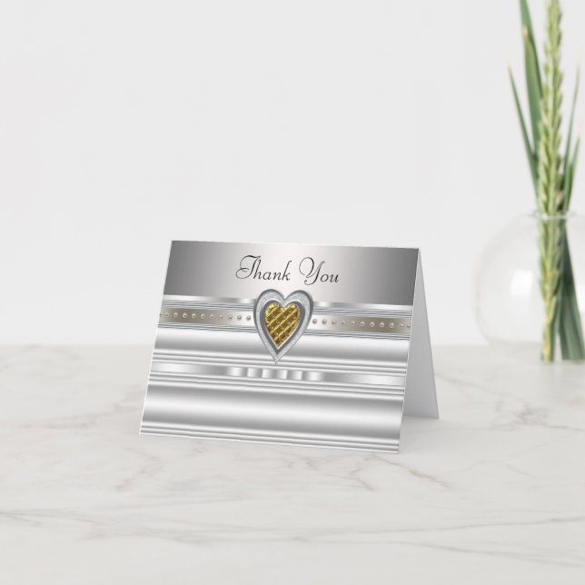 Tarjetas de agradecimiento de corazón de oro plate (Anverso)