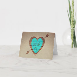 Tarjetas de agradecimiento de corazón flecha azul