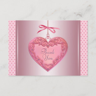 Tarjetas de agradecimiento de corazón rosa