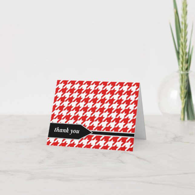 Tarjetas de agradecimiento de cuadros rojos elegan (Anverso)