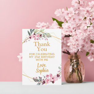 Tarjetas de agradecimiento de cumpleaños con flore