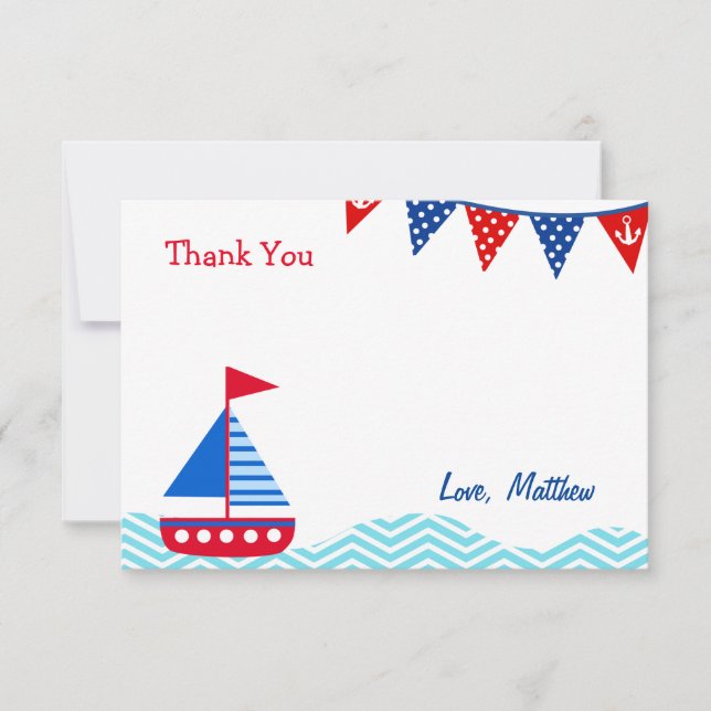 Tarjetas de agradecimiento de cumpleaños de barco  (Anverso)