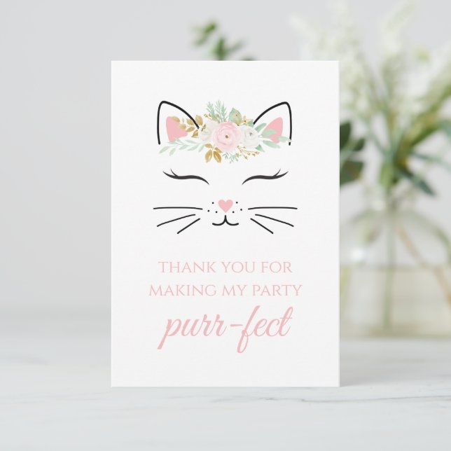 tarjetas de agradecimiento de cumpleaños de gatito (Anverso de pie)