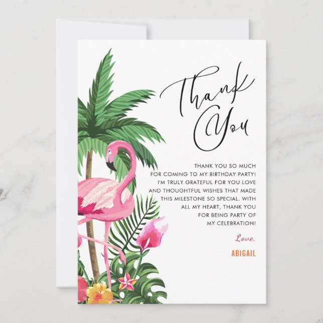 Tarjetas de agradecimiento de cumpleaños hawaiano  (Anverso)