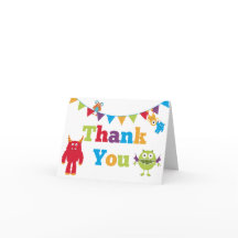 Tarjetas de agradecimiento de cumpleaños monstruo