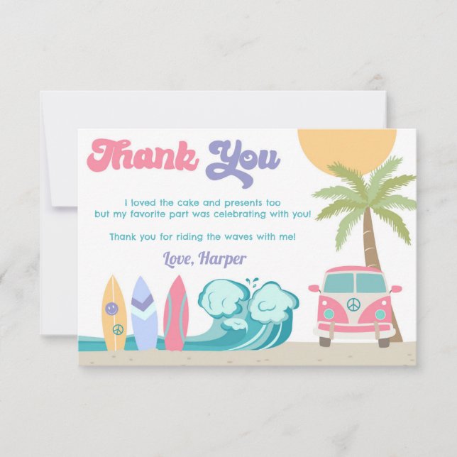 Tarjetas de agradecimiento de cumpleaños para niña (Anverso)