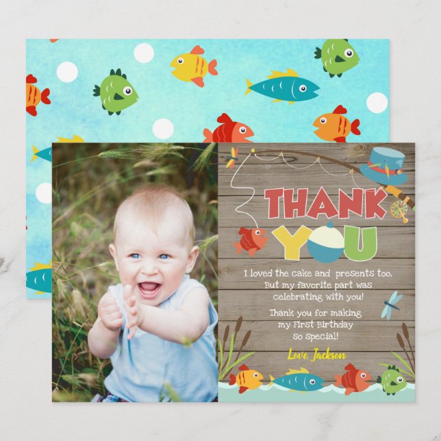 Tarjetas de agradecimiento de cumpleaños para pesc (Anverso / Reverso)