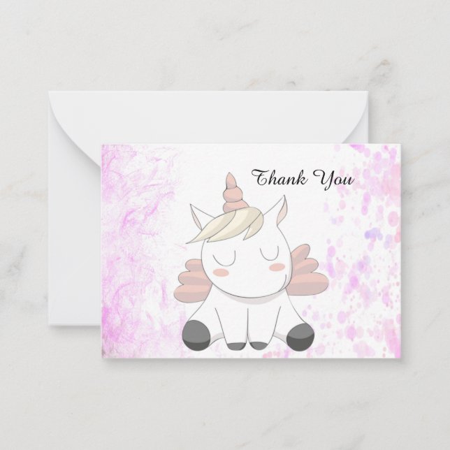 Tarjetas de agradecimiento de Cute Unicorn (Anverso)