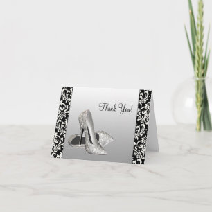 Tarjetas de agradecimiento de damasco negro elegan