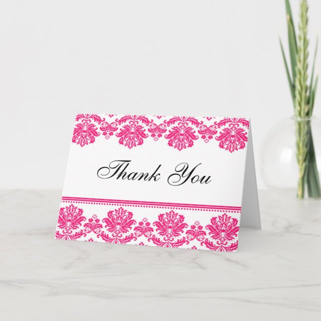Tarjetas de agradecimiento de damasco rosa calient (Anverso)