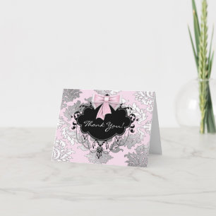 Tarjetas de agradecimiento de damasco rosa negro
