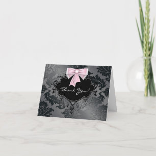 Tarjetas de agradecimiento de damasco rosa negro