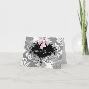 Tarjetas de agradecimiento de damasco rosa negro